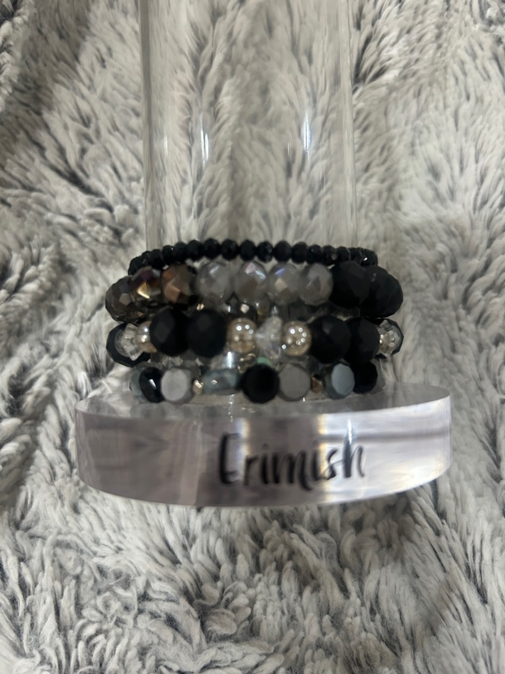 Erimish Black, Gray & Silver Beaded Stackable Bracelet Set